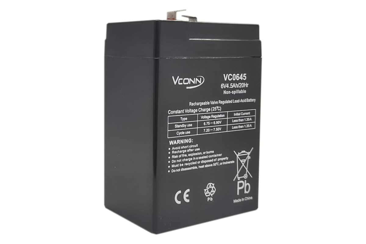 BATERIA DE PLOMO/ACIDO 6V 4 AMPERES RECARGABLE VC0645 VCONN