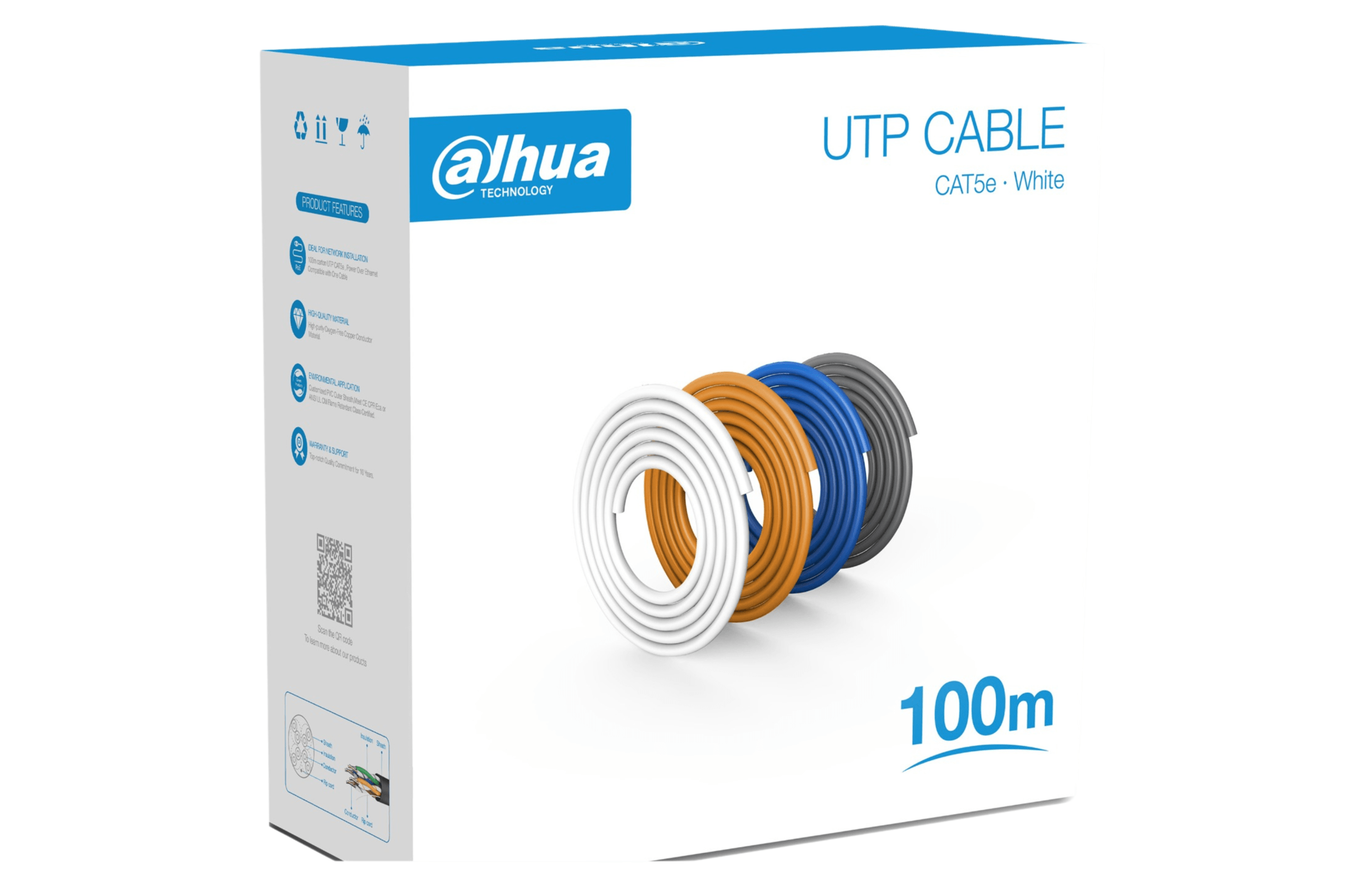 CABLE UTP CAT5E 100% COBRE DAHUA 100MTS PFM920I-5EU-U-100
